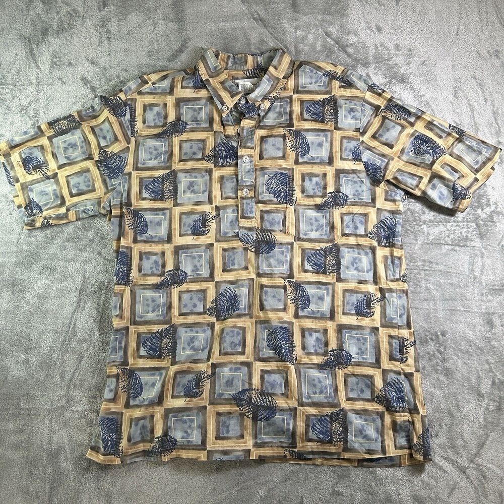 VTG Tori Richard Shirt‎ Large Multi Color  Cotton Palm Leaf Tropical Made in USA